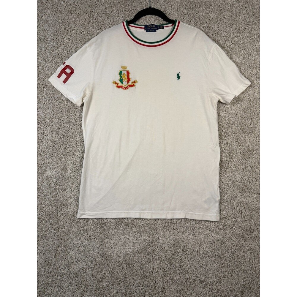Polo Ralph Lauren Italy T Shirt Mens S Classic Fit White Crest Pony Embroidered
